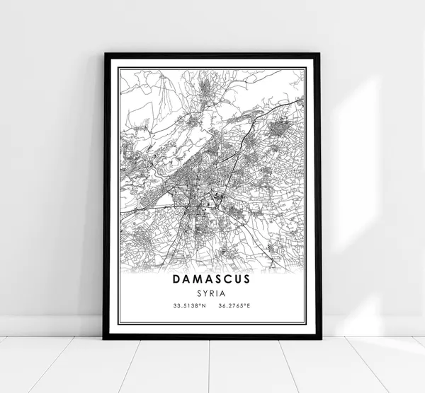Damascus Map Poster, Syria City Travel Print