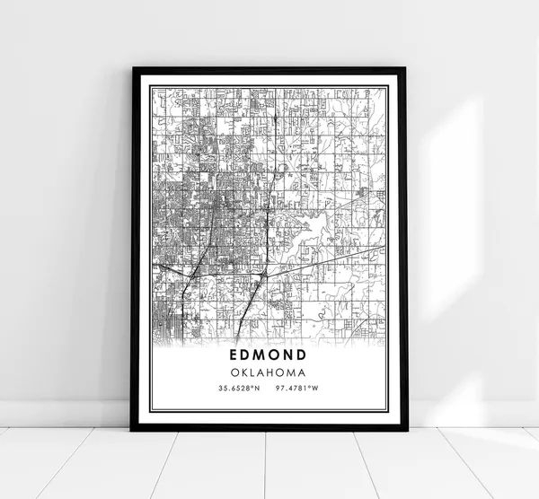 Edmond Map Print, Oklahoma City Travel Poster