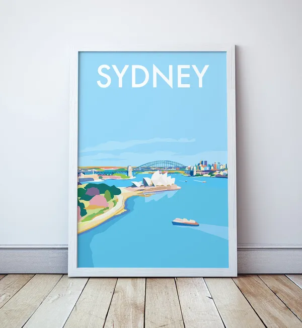Sydney Harbour Illustration Travel Poster Print