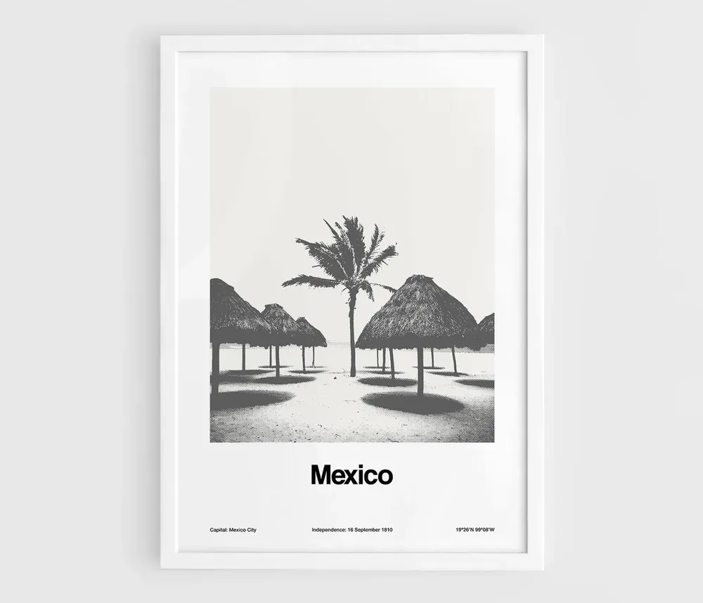 Mexico Minimalist Travel Poster, Custom City Art Print