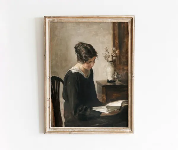 The Reader Vintage Woman Reading, Cottagecore Decor