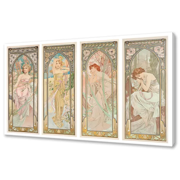 Mucha-Inspired The Times Of The Day Art Print