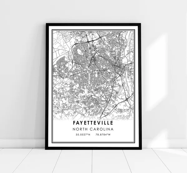 Fayetteville Map Print Poster, North Carolina City