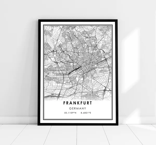 Frankfurt Map Art Print, Germany City Poster