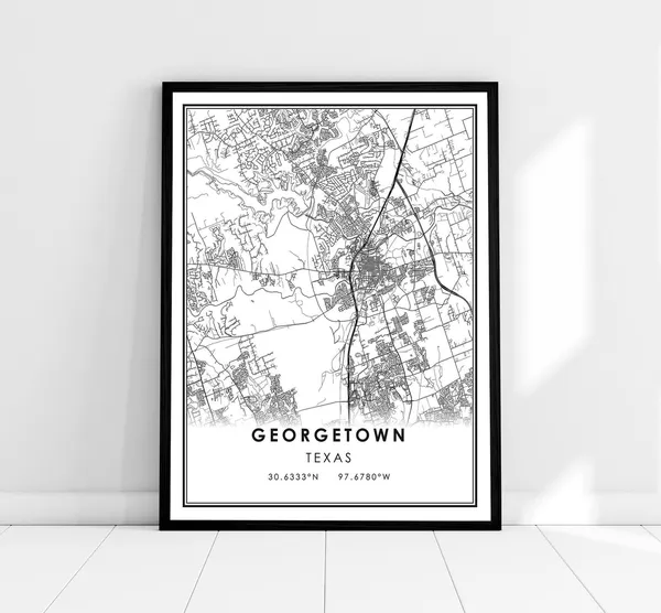 Georgetown Map Print, Texas City Travel Poster