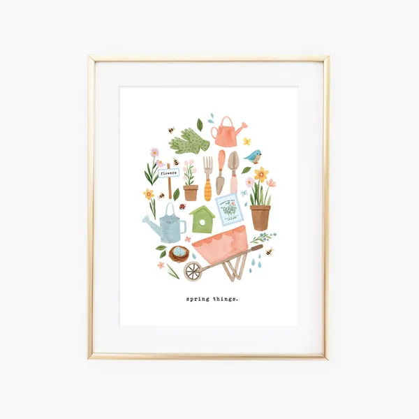Watercolor Spring Things Art Print