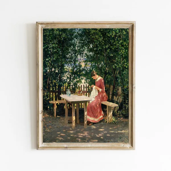 Portrait Of A Woman, Vintage Garden Art Print