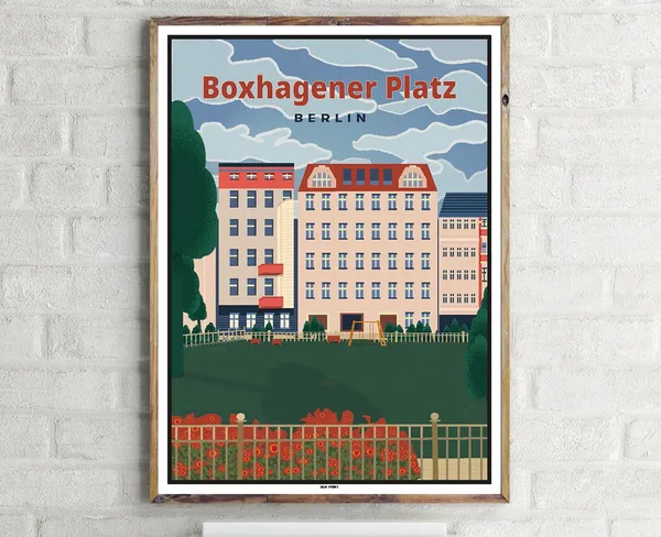 Friedrichshain Boxhagener Platz Vintage Travel Poster