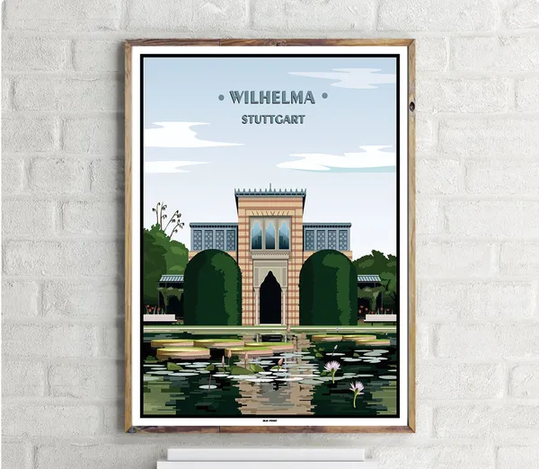 Wilhelma Stuttgart Vintage Travel Poster