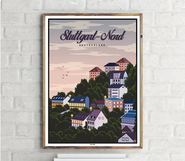 Stuttgartnord Vintage Travel Poster