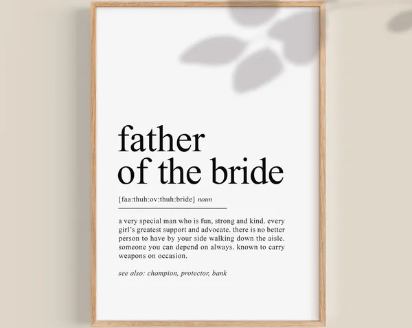 Father Of The Bride Gift, Personalized Wedding Art