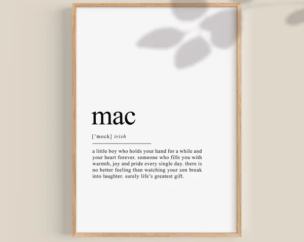 Irish Son Definition Print, Gaelic Wall Art Gift