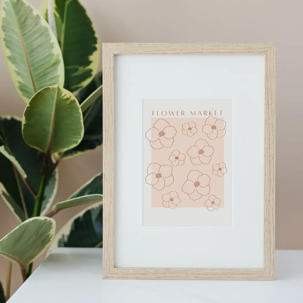 Neutral Boho Flower Market Art Print, Pink Floral - Image 4