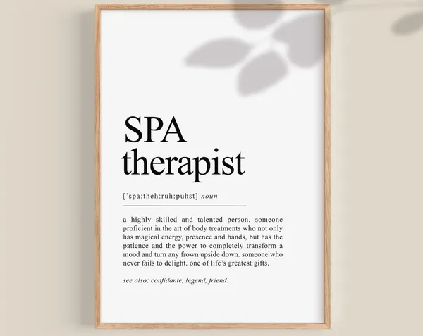 Spa Therapist Definition Art Print, Spa Salon Decor