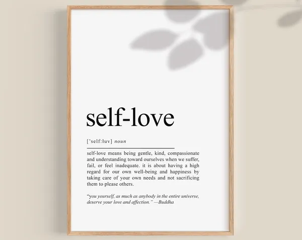 Selflove Definition Quote Art Print, Motivational