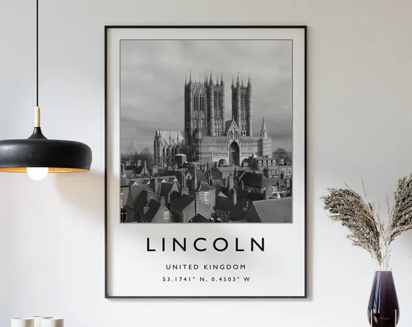 Lincoln Travel Poster, English City Travel Print