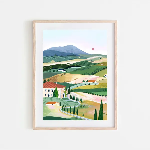 Tuscany Val Dorcia Travel Poster, Italy Wall Art