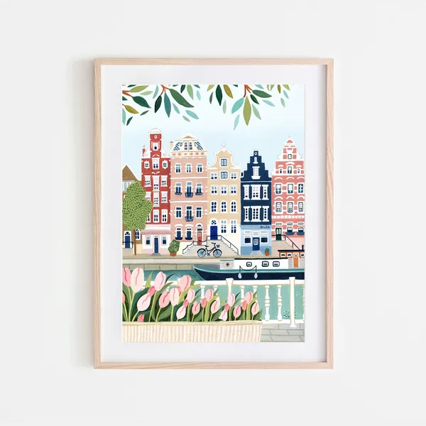 Amsterdam Tulips Housewarming Gift Travel Poster