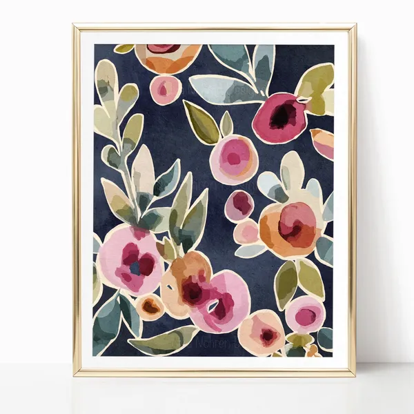Tropical Floral Abstract Flowers Botanical Art Print