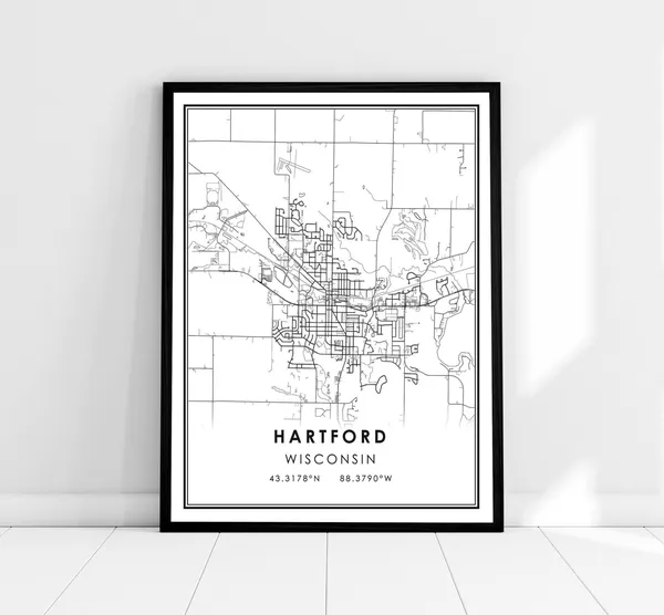 Hartford Map Print Poster, Wisconsin City