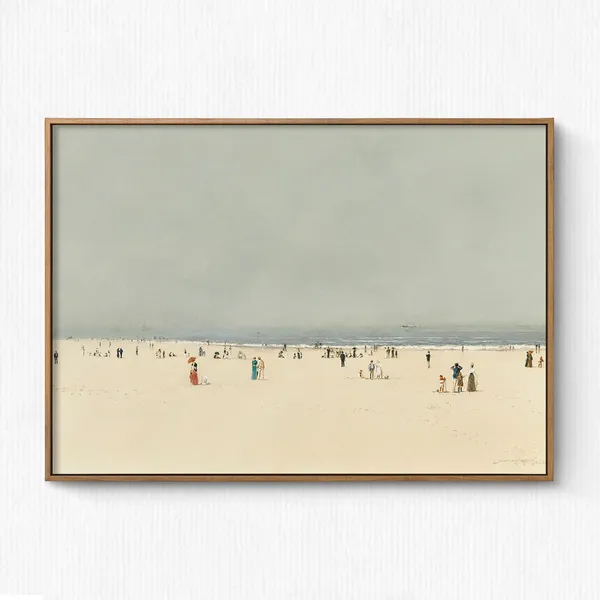 Muted Seascape Painting, Neutral Coastal Art Print