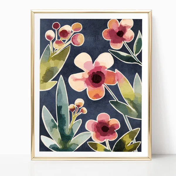 Tropical Floral Abstract Flowers Botanical Art Print
