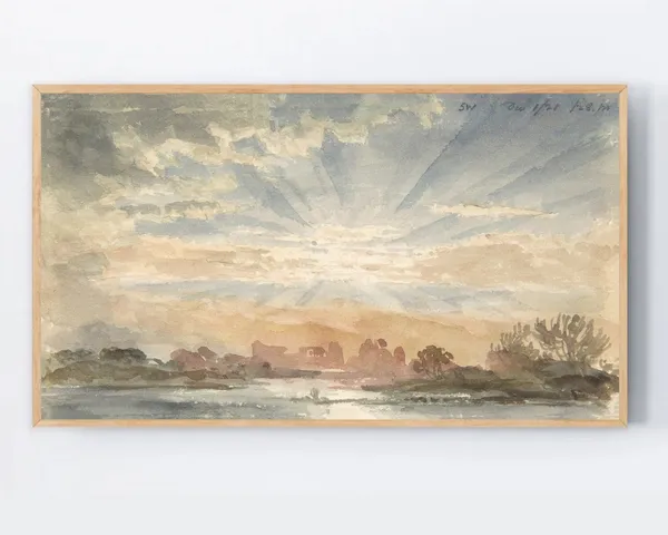 Sunrise Beach Watercolor Landscape Art Print