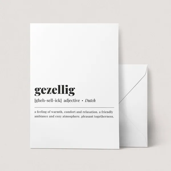 Gezellig Definition Print, Dutch Word Art Poster