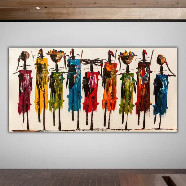 Masai Abstract African Art Print, Triptych Decor