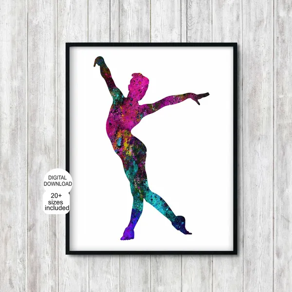 Gymnastics Poster, Watercolor Floor Routine Art Print