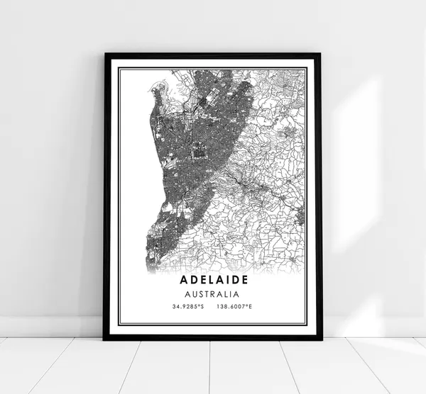 Adelaide Map Poster Print, Australia City