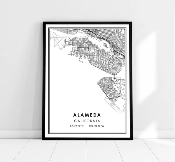 Alameda Map Poster, City Travel Wall Art Print