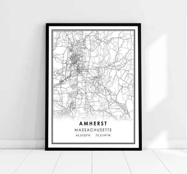 Amherst Map Print Poster, Massachusetts City