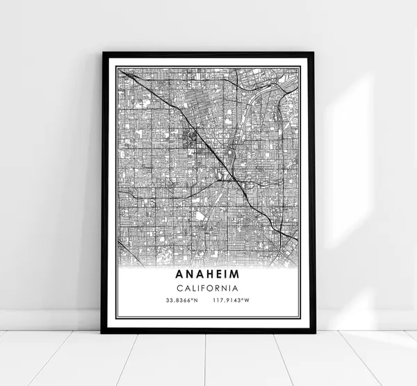 Anaheim Map Print, City Travel Poster