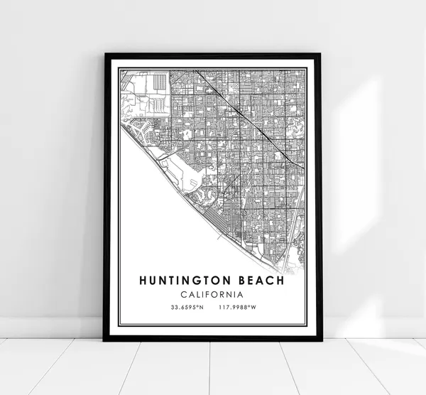 Huntington Beach Map Poster, Travel Poster