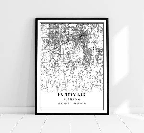 Huntsville Map Print Poster, Alabama City Map