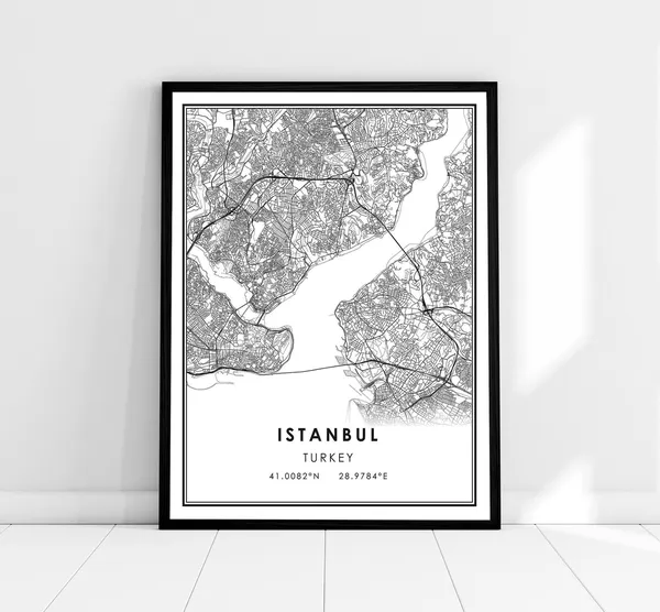 Istanbul Map Poster, Travel Poster