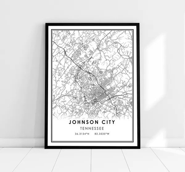 Johnson City Map Print, Tennessee Travel Poster