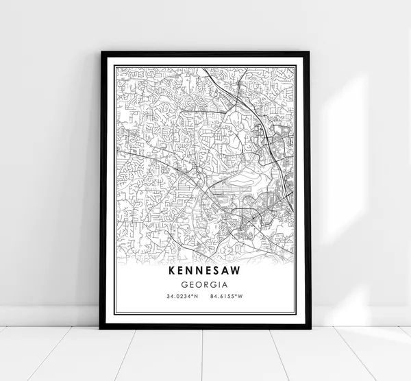 Kennesaw Map Print, Georgia City Travel Poster