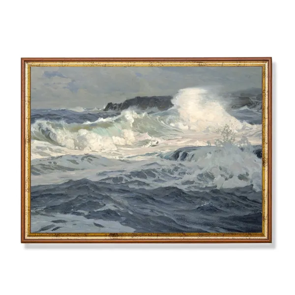 Vintage Seascape, Ocean Waves Coastal Art Print