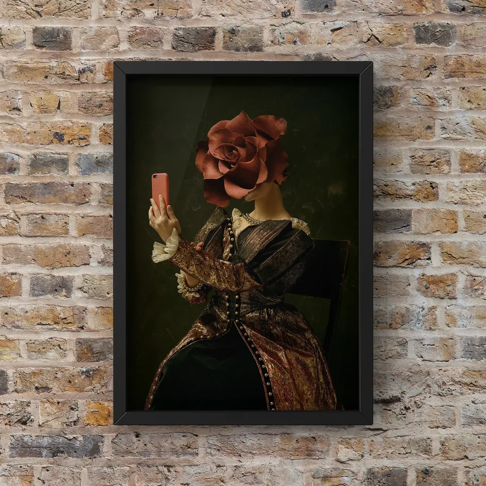 Take A Selfie Vintage Floral Lady Punk Art Print