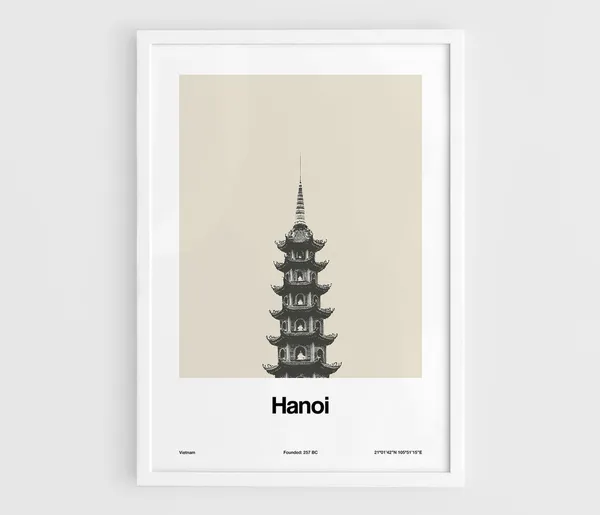 Tran Quoc Pagoda Hanoi Vietnam Minimalist Travel Poster