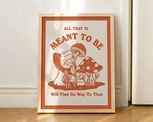Retro Frog and Mushroom Illustration, Vintage Poster