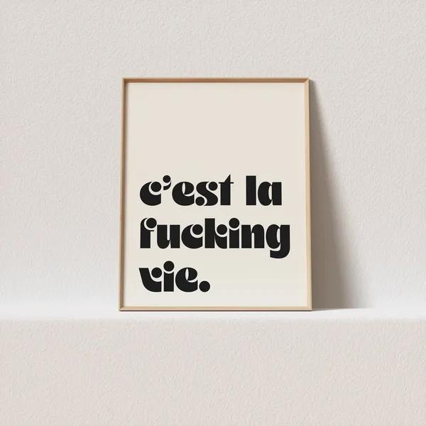 Cest La Fucking Vie Mid-Century Typography Art Print