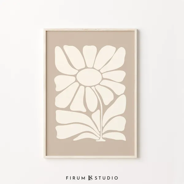 Japandi Neutral Botanical Abstract Art Print