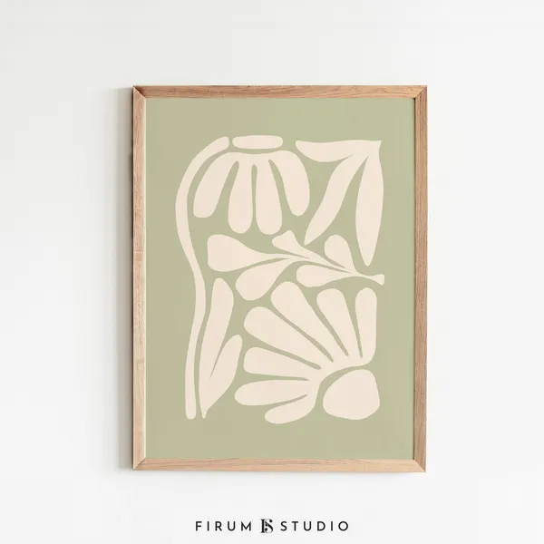 Floral Illustration Botanical Boho Art Print, Japandi