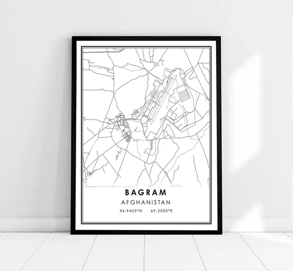 Bagram Map Print, Afghanistan City Travel Poster
