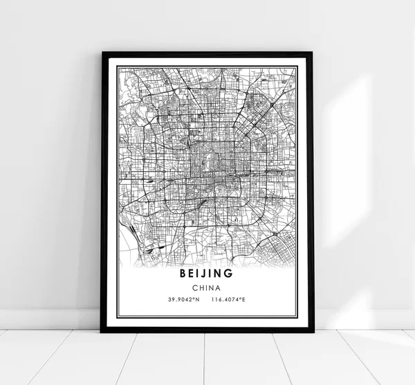 Beijing Map Print, China City Travel Poster
