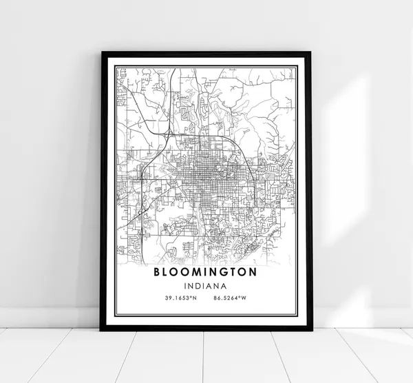 Bloomington Map Poster Print, Indiana City