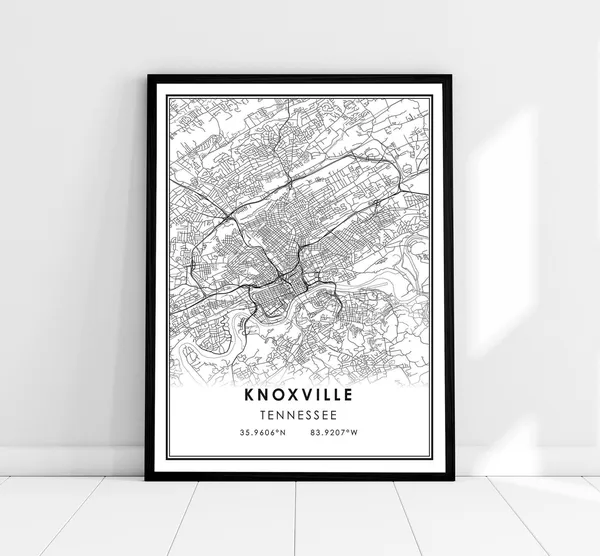 Knoxville Map Print, Tennessee City Travel Poster
